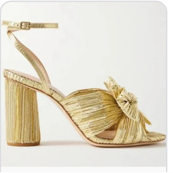 Loeffler Randall Shoes - Loeffler Randall Camellia Bow-Embellished Lamé Sandals